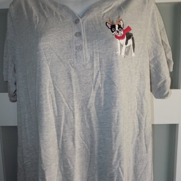 Dreams & Co Reindeer Frenchie Gray SS Nightgown Size 18/20 Women's NWOT - Picture 2 of 3